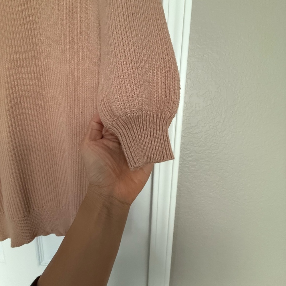 Tan Long Sleeve Ribbed Dress - Picture 4 of 4